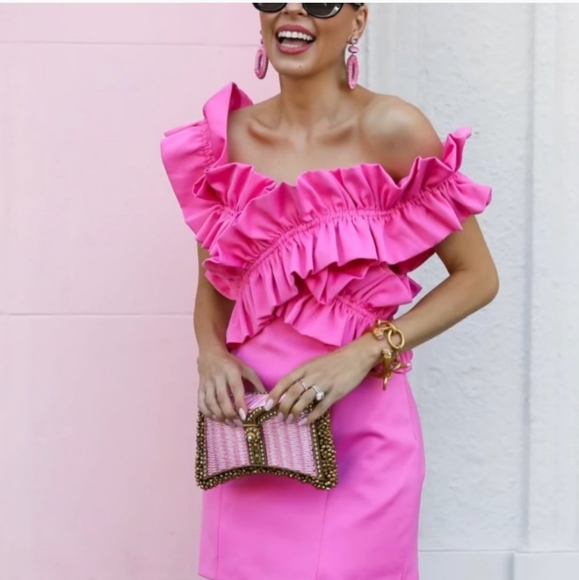 Zara Pink Ruffled Mini Dress - Picture 1 of 5
